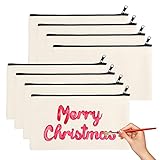 Yoosso 8 Stücke DIY Blanko Stoffbeutel, Reise Kulturbeutel, Stoffbeutel zum Bemalen, Segeltuch Kosmetiktasche, Taschen Zum Bemalen Kinder, Schulmäppchen für Arbeit Schule Reisen, 21 x 12 cm