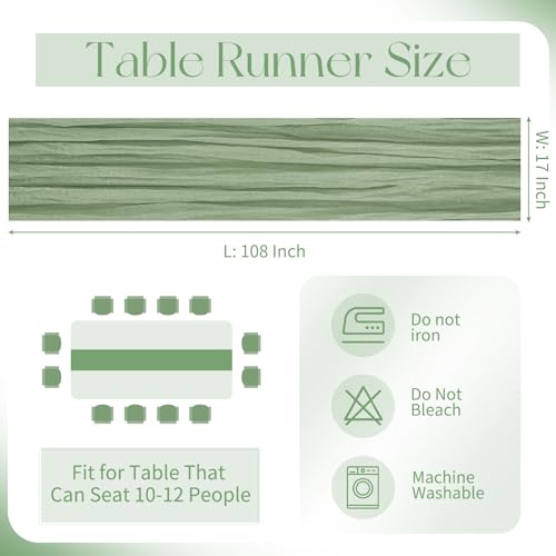 10 Pack Sage Green Cheesecloth Table Runner 17x108 Inch Boho Gauze Cheese Cloth Table Runners for Wedding Party Baby Shower Birthday Home Decor - Thumbnail 2