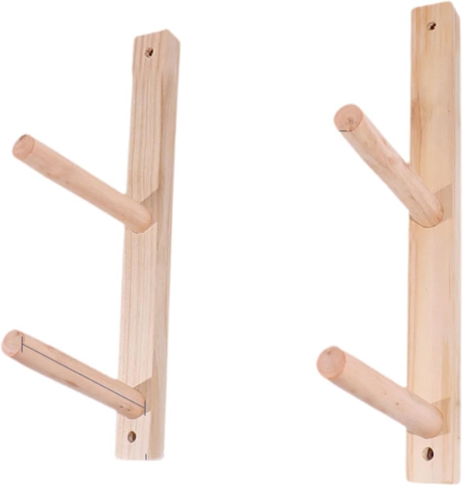 Support mural de rangement en bois à 2 niveaux pour tapis de yoga et rouleaux de massage