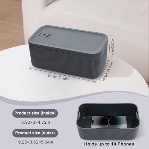 Image of Lockable Storage Box, Small Lock Box with Combination Code for Phone /Medicine Safe /Food Home /Refrigerator /Office /Personal Items /Travel /Gift,9.25 x 5.04 x 3.62''