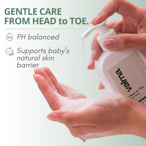 Image of VALMA Baby Head-to-Toe Wash for Newborns & Kids | Tear-Free Baby Body Wash & Shampoo | pH Balanced Gentle Cleanser with Calendula, Oat Extract & Hydrolyzed Milk Protein | Sulfate & Paraben Free | 200 ml