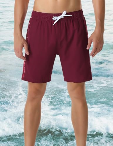 Men's Bathing Suits Trunks Breathable Printed Beachwear Board Shorts with Liner2