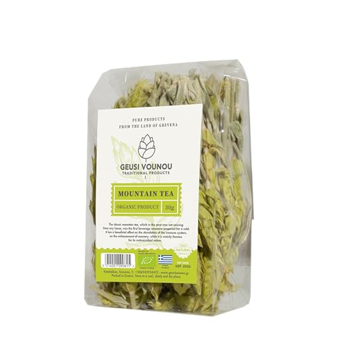 Geusi Vounou Organic Greek Mountain Tea, Caffeine-Free Sideritis, 30g |