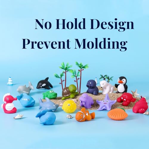 XY-WQ Bath Toys No Hole, for Infants 6-12& Toddlers 1-3, No Hole Bathtub Toys (Sea Animals, 18 Pcs with Mesh Bag) - Thumbnail 2
