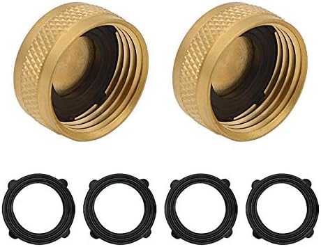 HYDRO MASTER 0712901 Brass Garden Hose Cap, 2 Pack of Solid Brass,3/4 Inch Garden Hose Thread Female End.
