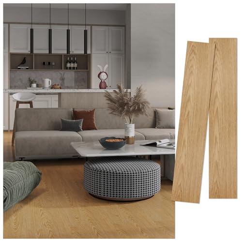 CELAVY フロアタイル 接着剤不要 木目調 フローリングシート 置くだけ フロア シール 貼るだけ 12枚入り 約1畳 厚手1.5mm キズ防止 模様替え 玄関 賃貸 キッチン トイレ 防水 リノベーション DIY 土足OK 初心者OK(12枚入り 約