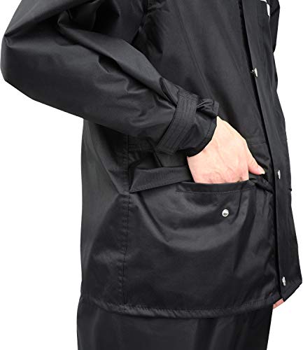 G&Monday Men's Rain Suit Waterproof Raincoat Outdoor Anti-Storm Rain Jacket Hooded Rain Wear Lightweight Breathable (Xxl, Black) #TOP5