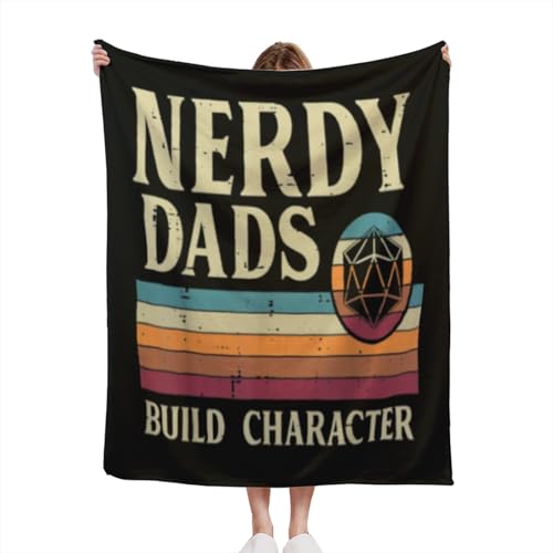 Nerdy Dads RPG Dice Throw Blanket 50x40 Flannel Bed & Travel