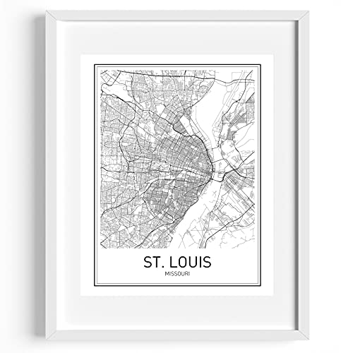 St. Louis Poster St. Louis Map Of St. Louis City Map Posters Modern Map Art City Prints Missouri Art Minimal Print St. Louis Art City Poster City Map Wall Art Minimalist Posters 8X10 #TOP2