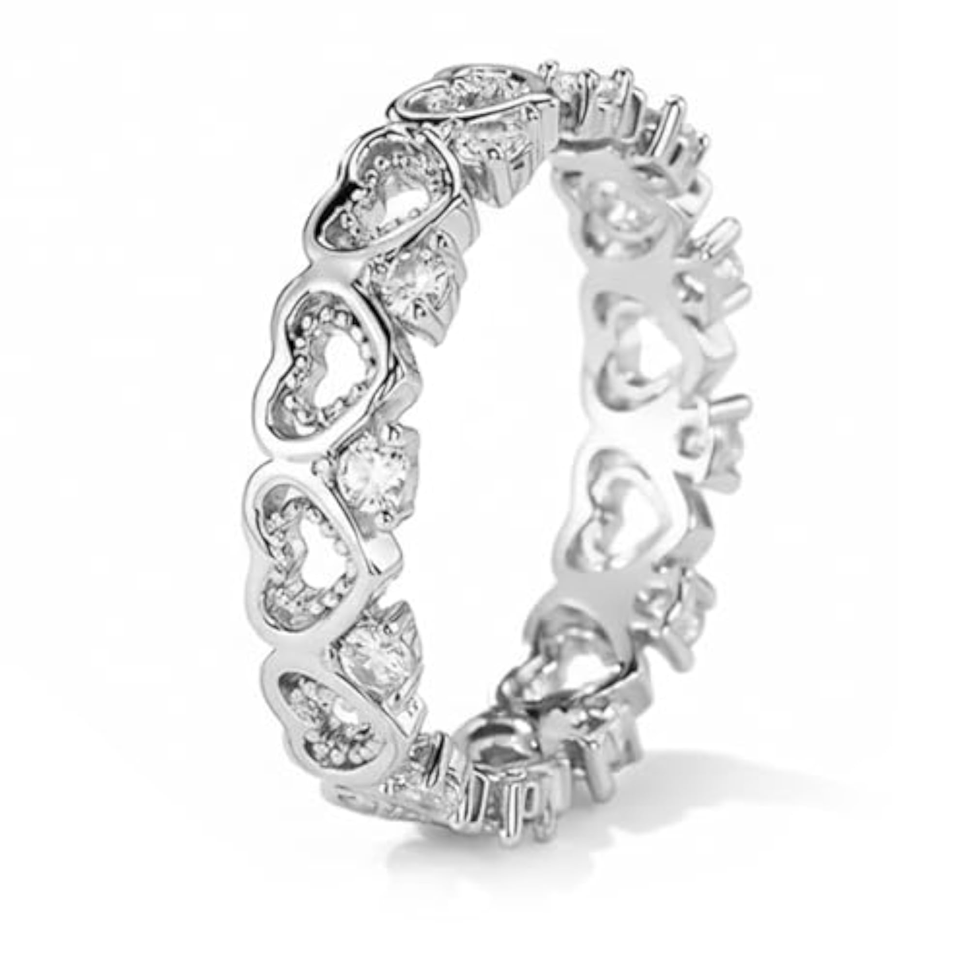 Women's Silver Plated Cubic Zirconia Studded Ring