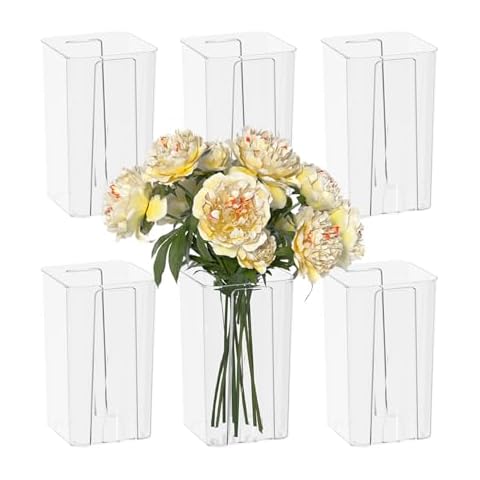 Dehouse 8-Pack Clear Plastic Square Flower Vase, Acrylic Vase Decorative Centerpiece for Home, Widding Cover