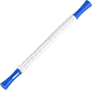 Muscle Roller Massage Roller Stick- Deep Tissue Fascia Blaster for Myofascial Pain Relief, Lymphatic Drainage & Body Sculpting, Handheld Physical Therapy & Recovery Tool (Blue White-24 inch)