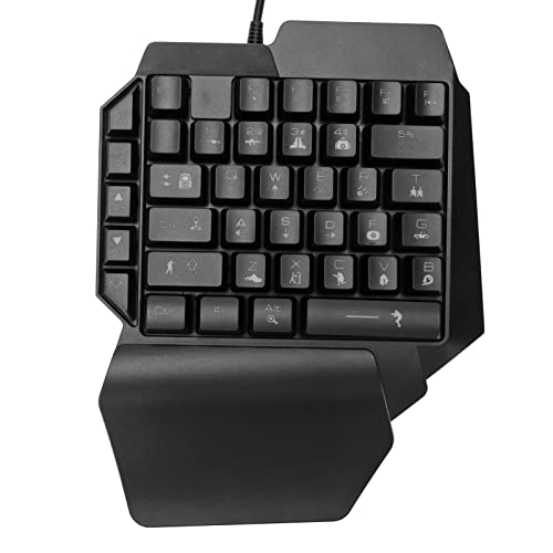 Zunate Einhand-Gaming-Tastatur, Tragbare -Gaming-Tastatur mit RGB-Hintergrundbeleuchtung, Handballenauflage und Unabhängiger M-Taste Mechanische Gaming-Tastatur für PUBG, für