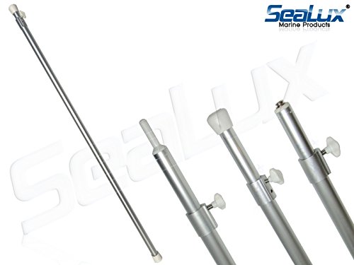 SeaLux Boat Cover Support Pole 3-in-1 Tip with Snap end, Grommet Pin End and Rubber Tip Adjustable from 31” to 57”
