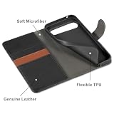LENSUN Etui z prawdziwej skóry do Google Pixel 9 Pro XL, etui na telefon komórkowy [prawdziwa skóra] [zamknięcie magnetyczne] [RFID] etui na telefon komórkowy, skórzane etui do Google Pixel 9 Pro XL