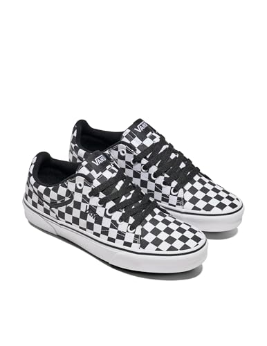 Vans Men's Seldan Shoe | Retro Tennis Inspired Sneakers for Fashion, Work & Everyday Wear, Checkerboard Black/White, 8.5