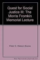Quest for Social Justice III: The Morris Fromkin Memorial Lecture 1879281260 Book Cover
