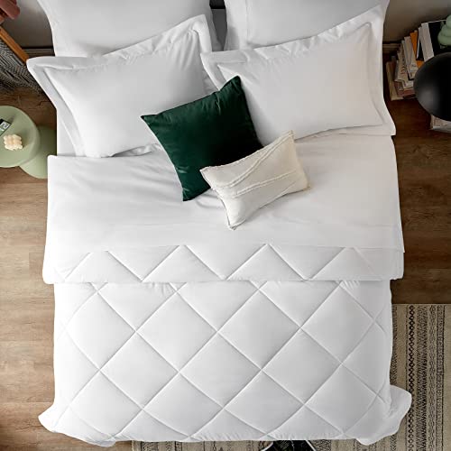 image for CozyLux King Size Comforter Set White - 7 Pieces Bed in a Bag King, Lu