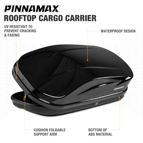 PINNAMAX Dachbox 400L Abschließbar – Dachkoffer Auto Beidseitig Öffnend, wasserdichte Autodachbox für Dachträger, Dachgepäckbox für SUV Kombi Van (400L)