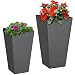 Outsunny 2-Pack Outdoor Planter Set, MgO Flower Pots with Drainage Holes, Durable & Stackable Plant Pot, 22in & 18in, for Entryway, Patio, Yard, Garden, Gray
