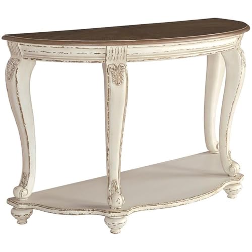 BOWERY HILL Console Table in Chipped White and Brown