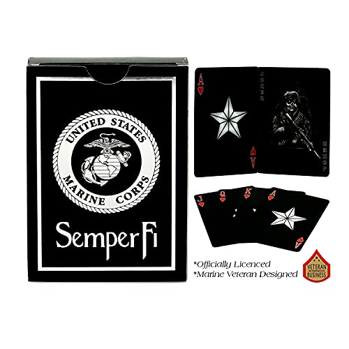 Military Gift Shop Usmc Black & Silver Foil Metallic Marine Corps Playing Cards #TOP4