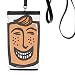 Laugh Face Sketch Smail Phone Wallet Purse Hanging Mobile Pouch Black Pocket