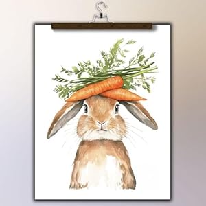 Adorable Easter Bunny Canvas Print Cute Rabbit Wall Art for Easter Home Decor Perfect for Living Room Bedroom or Bathroom 12x16inch Unframed