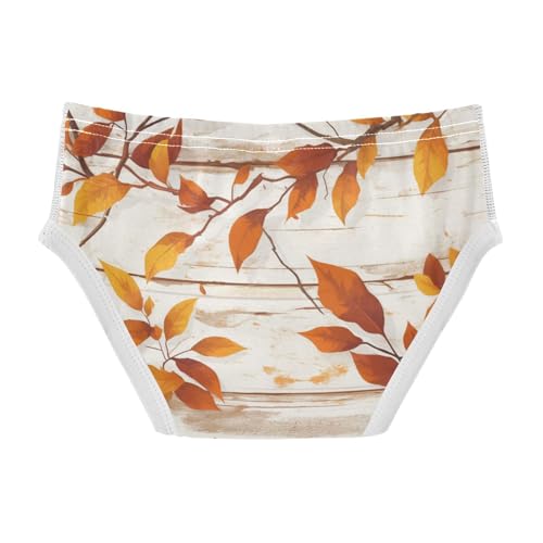 KLL Autumn Leaf on Old White Wooden Little Boys Cotton Nighttime Underwear Cute Children Undies2