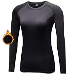 Sillictor Thermal Base Layer Womens Wicking Ski Base Layers with Thumb Hole Long Sleeve Running Top for Sports Gym Hiking Cycling Women Compression Tops High Wicking Breathable Warm 5021 Black XL