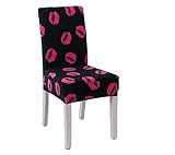 Deisy Dee Colorful Polyester Stretchable Removable Washable Dining Chair Covers Seats Slipcover for Wedding Party Hotel C036 (1, Lips)