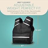 Lifepro Adjustable Weighted Vest for Women & Men - Flexvest 15 or 20 lb Workout Vest – Reflective Fitness Weight Vest with Phone Pocket for Running, Cardio, Strength Training