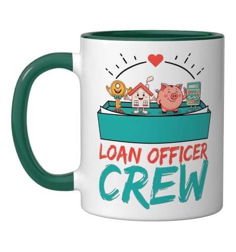Loan Officer Mortgage Originator Processor Lending Broker Ceramic Mug, Dark Green/White, 11oz