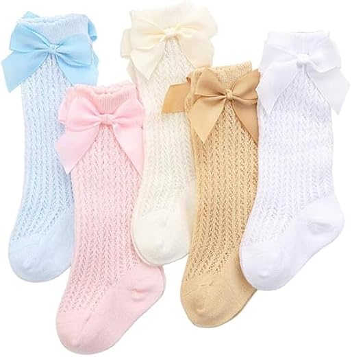 THE DDS STORE Baby Socks Cute Bow Baby Socks Cotton Bows Girls Knee High Socks Spring Summer Mesh