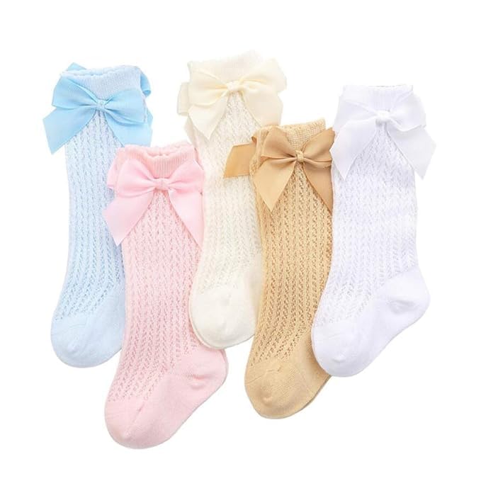 Baby Socks Cute Bow Baby Socks Cotton Bows Girls Knee High Socks Spring Summer Mesh-image-7