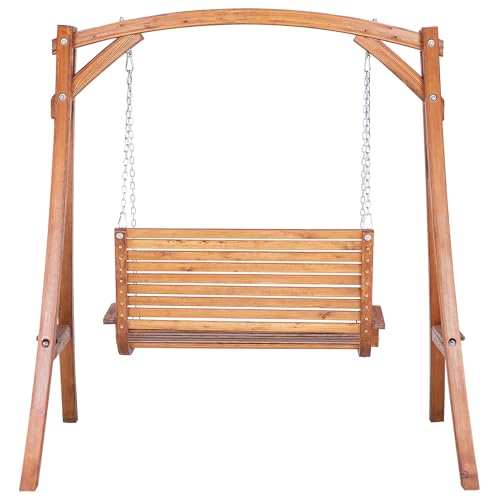Trendy Gartenschaukel mit Gestell Akazienholz Dunkelbraun für 2 Personen Novara