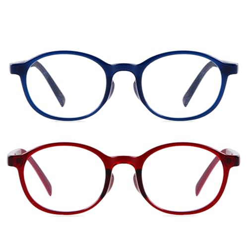 Image of 2Pack Oval Blue Light Glasses for Kids Gaming Computer Glasses for Girls Boys Age 3-10, Anti Blue Ray TR90 Eyeglasses
