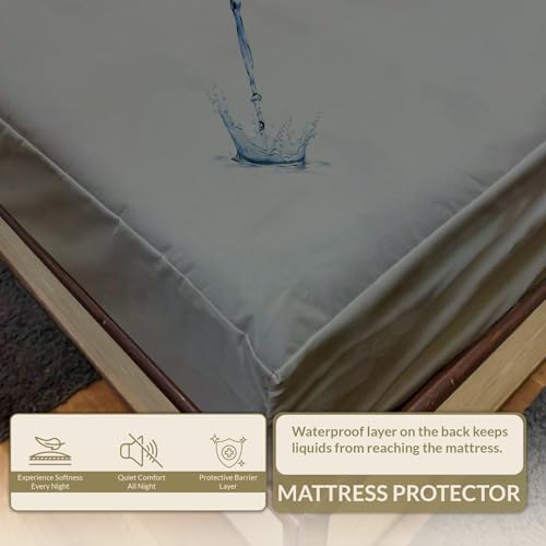 Image of 100% Waterproof Mattress Protector Queen Size Bed 78x60 Inch, Non Woven Fabric Fitted Mattress Cover with Elastic, Waterproof Bed Protector, Hypoallergenic, 10 Inch Deep Pocket - Dark Grey