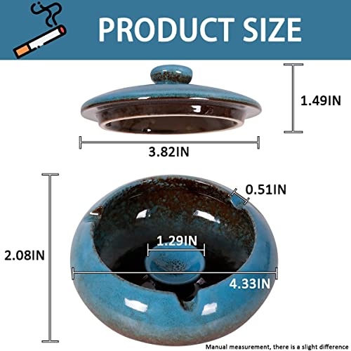 Gusnilo Ashtray With Lid Ceramic Ashtray Outdoor Windproof Ashtray Outdoor,Indoor Office Home Ashtray Ash Ashtray For Weed Decorative Handmade Ashtray,Gift For Men Women(4Pcs) #TOP2