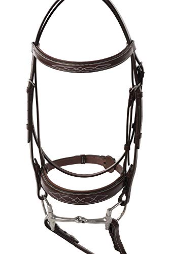 Huntley Equestrian Fancy Stitched Sedgwick Leather Padded Bridle With Reins (Sedgwick Australian Nut, Medium Pony) #TOP2