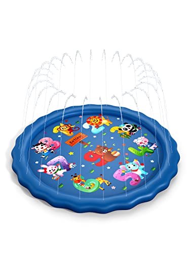 Drtopey Splash Pad for Kids and Dog, Thicken Sprinkler Pool Summer Outdoor Water Sprinkler Pad for Toddlers & Baby