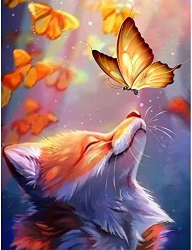 5D Fox Diamond Painting Kit, DIY Diamond Painting Kits for Adults Beginner Kids,Animal Painting with Round for Gift, Wall Decor 16X12Inch