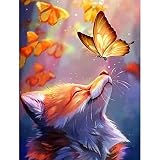 5D Fox Diamond Painting Kit, DIY Diamond Painting Kits for Adults Beginner Kids,Animal Painting with