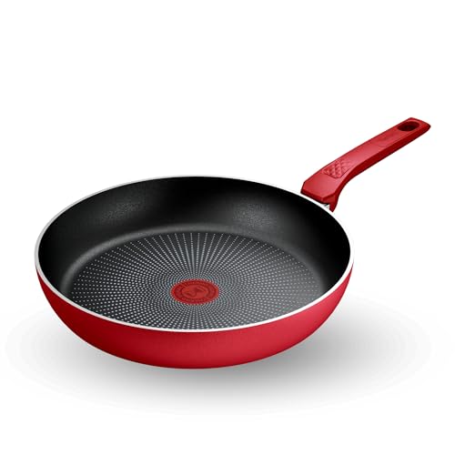 Tefal Daily Expert Red Non-Stick Frypan, 28cm, C2890602, Fixed Handle Aluminium, Titanium Non-Stick Coating, Thermo Signal Technology for Easier Cooking, Suitable for All Cooktops, Oven Safe