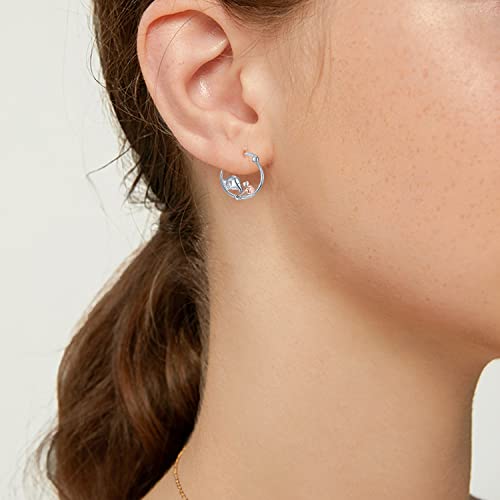 Elephant Hoop Earrings 925 Sterling Silver Mother Daughter Elephant Huggie Hoop Earrings Cute Animal Jewelry Gifts For Women Girls #TOP4