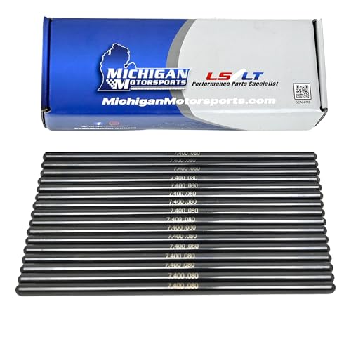 Michigan Motorsports 7.400" Chromoly LS Pushrods | Stock Length 5/16" Diameter | Fits 4.8L 5.3L 5.7L 6.0L 6.2L LS1 LS2 LS3 LS6 L76 L92 L99 LQ4 LQ9 L33 LSA by Michigan Motorsports - Used condition - US$95.45