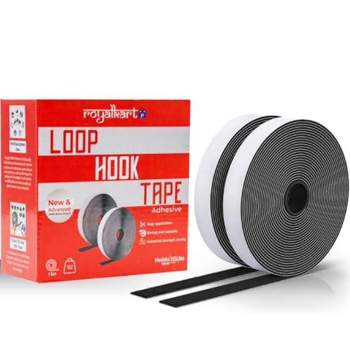royalkart Self Adhesive Hook Loop Tape ; Fabric Fastener Interlocking Tape for Sewing Crafts, DIY, Clothes |Black Craft Tape| (7m Hook + 7m Loop)(Black) (B07H2HWXFZ) Amazon Price History, Amazon Price Tracker