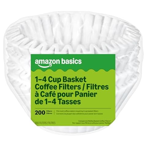 Amazon Basics 1-4 Cup Basket Coffee Filters, 200 Count Cover