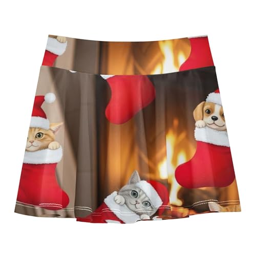 Girls Skorts Athletic Shorts Cute Dogs Cats Santa Hats Skirts with Shorts Outfit School 3t