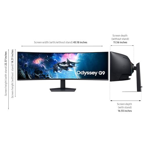 Samsung 49” Odyssey G9 Series DQHD 1000R Curved Gaming Monitor, 1ms(GtG), VESA DisplayHDR 1000, 240Hz, AMD FreeSync Premium Pro, Height Adjustable Stand, Ultrawide Screen, LS49CG954ENXZA, 2024 by Samsung - Image 3